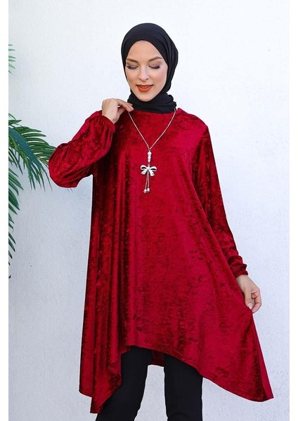 Asimetrik Model Kadife Tunik