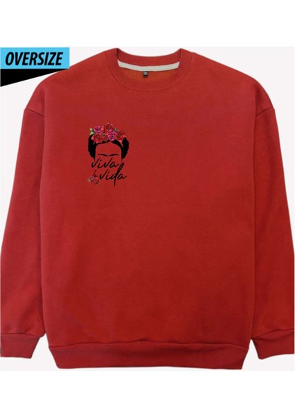 Viva La Vida! Oversize Sweatshirt Kırmızı