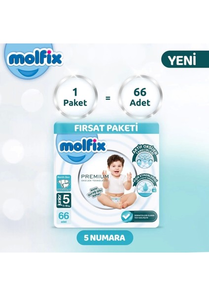 Premium Bebek Bezi Ultra Fırsat Paketi 5 Beden 11-18 kg 66 Adet