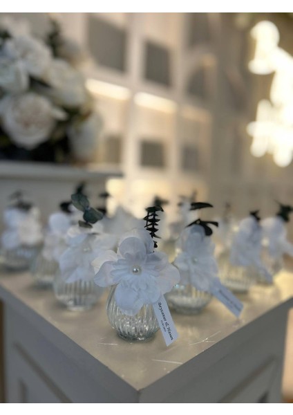 İlya Design Söz Nişan Nikah Çiçekli Cam Şişe Kolonya 10 adet