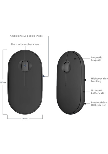 Tüm Macbook Modelleriyle Uyumlu B180 630-012736 Sessiz Optik Kablosuz Mouse Pilli Siyah