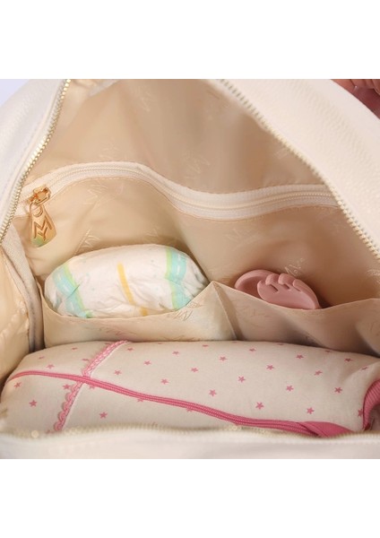 Dust Deri Anne Bebek Bakım Sırt Çantası 7130 Krem