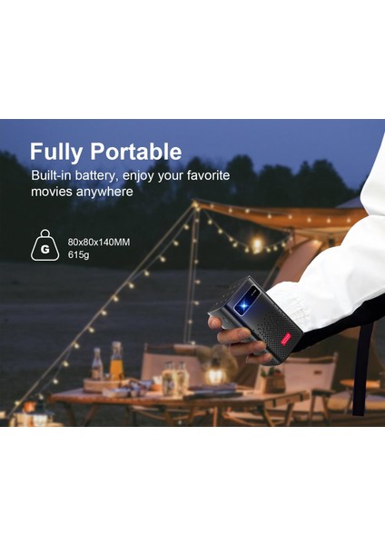 C900 Mini Taşınabilir Projektör Android 9 150ANSI Lümen Dlp Wifi 3D 1080P Dahili Pil Stereo Hoparlör