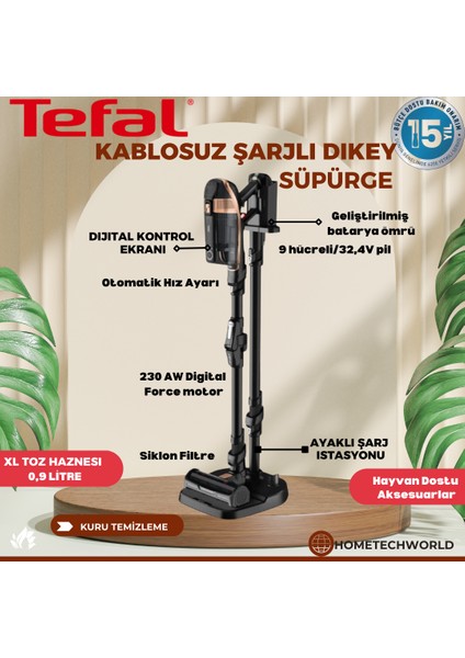 Flex Bataryalı Kablosuz Şarjlı Dikey Süpürge Siyah Bakır