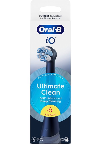 iO Ultimate Clean Siyah Diş Fırçası Yedek Başlığı 6 Adet