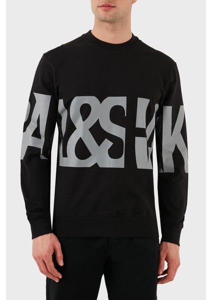 Logo Baskılı Streç Pamuklu Regular Fit Bisiklet Yaka Sweat Erkek Sweat 24411862 011