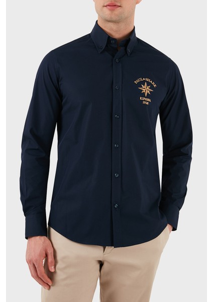 Streç Pamuklu Regular Fit Düğmeli Yaka Gömlek Erkek Gömlek 24413321 050 modelleri