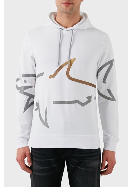 Logo Baskılı Streç Pamuklu Regular Fit Kapüşonlu Sweat Erkek Sweat 24411882 010