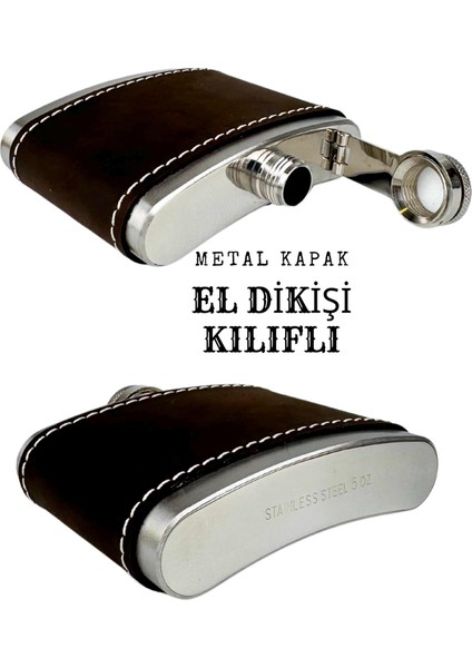 5 Oz 150 cc Koyu Kahverengi El Yapımı Crazy Deri Kılıflı Çelik Viski Cep Matarası fırsatları