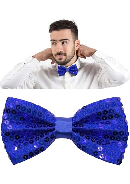 Gece Işıltısı Mavi Payetli Pullu Papyon 7x2 cm fırsatları
