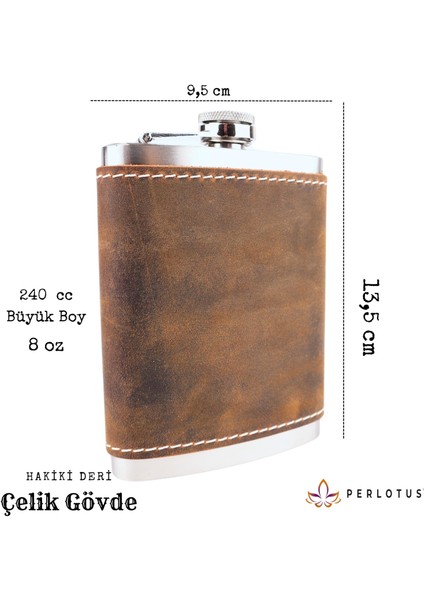 8 Oz 240 cc Fındık Kahverengi Crazy Deri Kılıflı El Yapımı Çelik Viski Cep Matarası modelleri