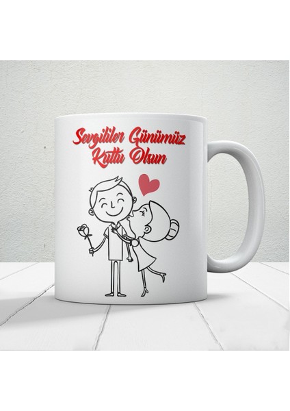 Sevgililer Günümüz Kutlu Olsun Baskılı Kupa Bardak