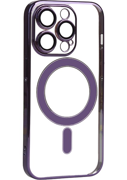Apple iPhone 14 Pro Max Kılıf Kamera Korumalı Magsafe Sert Mika Pc Porto Kapak-Derin Mor
