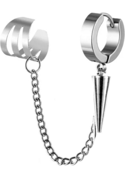 Üstten Deliksiz İkili Çelik Mızrak Uçlu Küpe