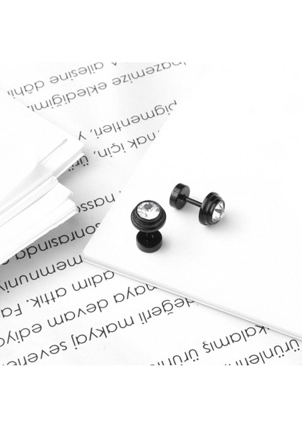 316L Çelik Siyah Renk Taşlı Erkek Küpe, Piercing, Kadın Küpe