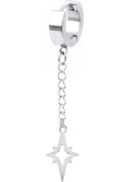 Kuzey Yıldızı Figürlü Çelik Kalın Halka Küpe