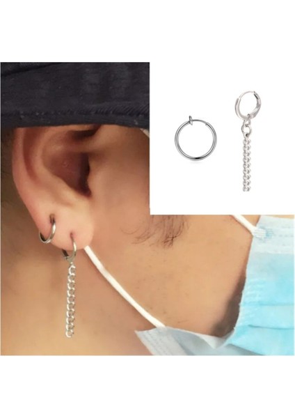 Bir Deliksiz Bir Delikli 2 Adet Küpe Seti