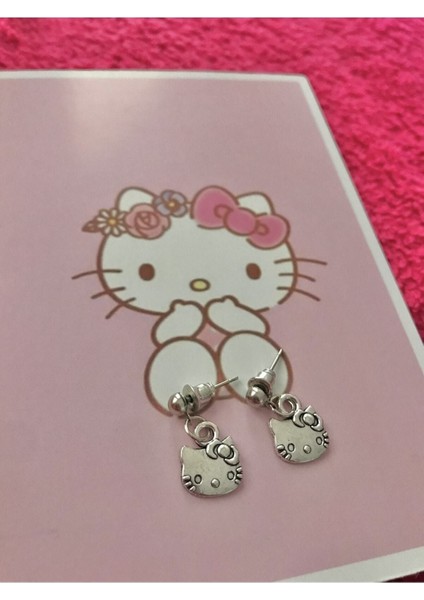 Sanrio Kawaii Hello Kitty Küpe Gümüş Kaplama