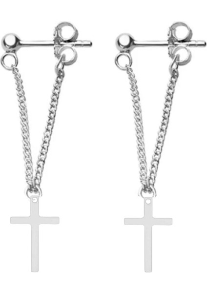 Haç Sallantılı Zincirli Çelik Top Küpe 2 Adet fiyatları