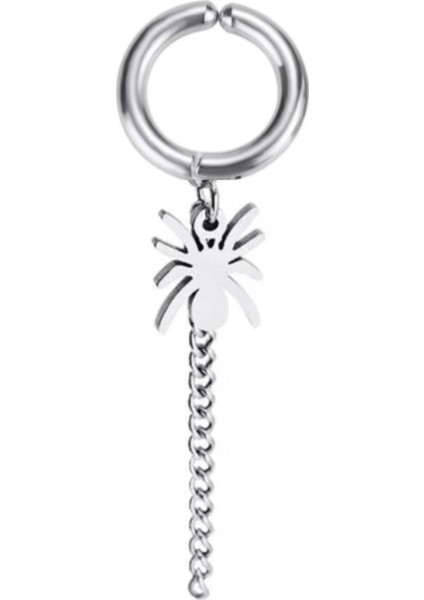 Deliksiz Sıkıştırma Örümcek Sallantılı Çelik Küpe