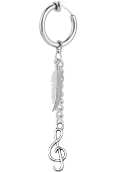 Deliksiz Sıkıştırma Tüy ve Sol Anahtarı Sallantılı Çelik Fake Küpe