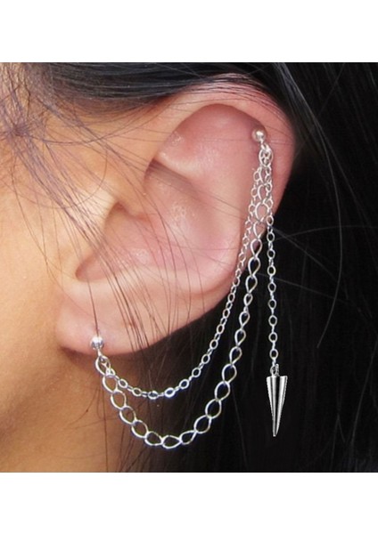 Mızrak Sallantılı Zincirli Çelik Kıkırdak Küpe fiyatları