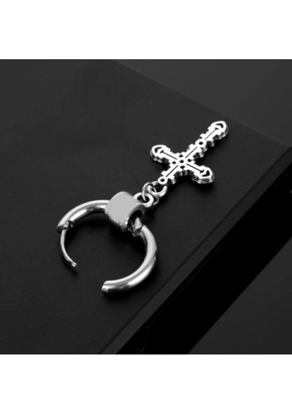 Çelik Haç Sallantılı Halka Küpe