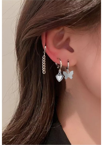 3'lü Kıkırdak Halka Set Küpe