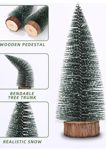 3 Lü Set Nevada Mini Çam Ağacı Uçlarına Kar Yağmış Karlı Yılbaşı Hediyesi 15 - 12 - 8 cm