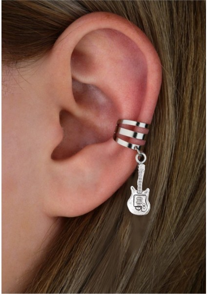 Deliksiz Sıkıştırma Gitar Figürlü Küpe