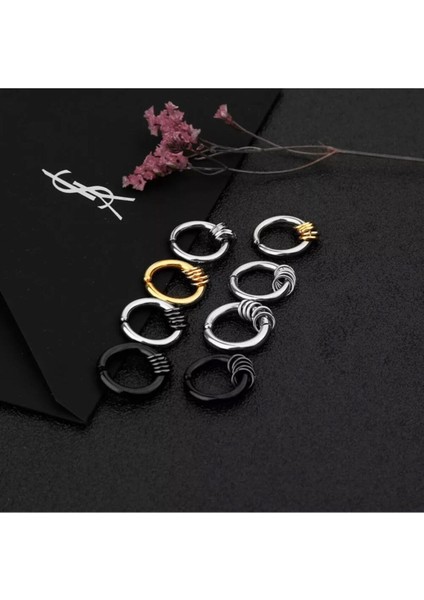 Deliksiz Sıkıştırma Çelik Kalın Halka Deliksiz Küpe modelleri