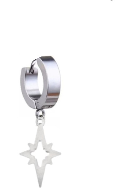 316L Çelik Kuzey Yıldızı Sallantılı Kalın Halka Küpe