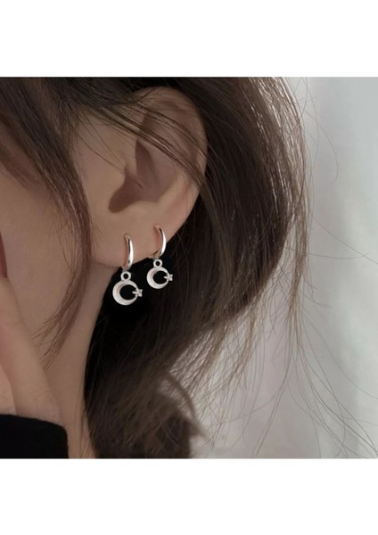 2'li Kıkırdak Halka Ay Yıldız Küpe