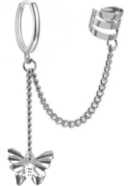 Üst Sıkıştırma Alt Delikli Kelebek Sallantılı Küpe