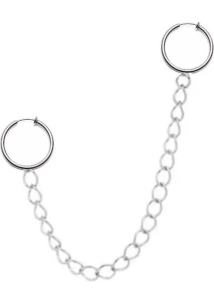 Deliksiz Zincirli İkili Kulak Kıkırdak Küpe