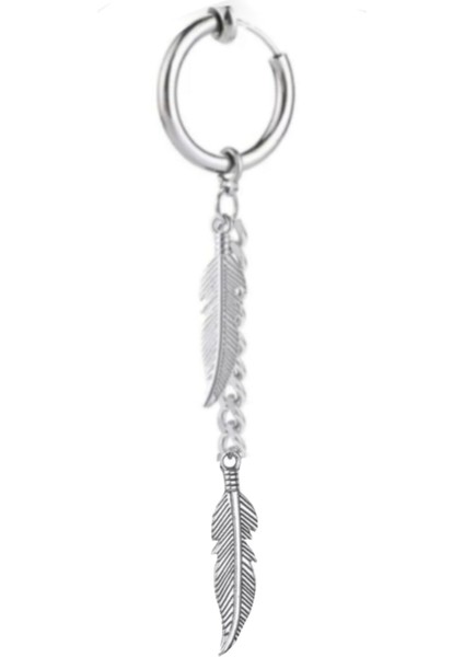 Deliksiz Sıkıştırma İki Kartal Tüyü Sallantılı Çelik Fake Küpe