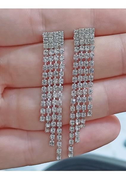 Abiye Taşlı Su Yolu Sallantılı Küpe