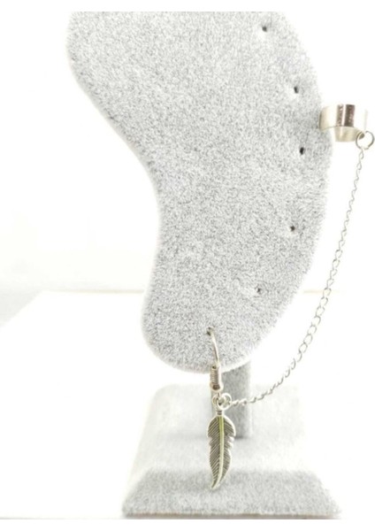 Feather Gotik Zincirli Sıkıştırma Küpe