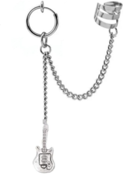 Ikisi Deliksiz Kıkırdak Zincirli Gitar Küpe