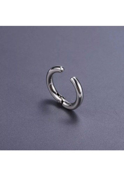 Deliksiz Sıkıştırma Çelik Kalın Halka Erkek Küpe modelleri