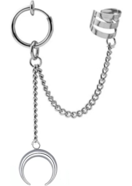 İkisi Deliksiz 2'li Hilal Sallantılı Fake Küpe