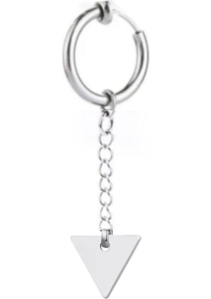 Deliksiz Sıkıştırma Üçgen Sallantılı Zincirli Hakka Fake Küpe