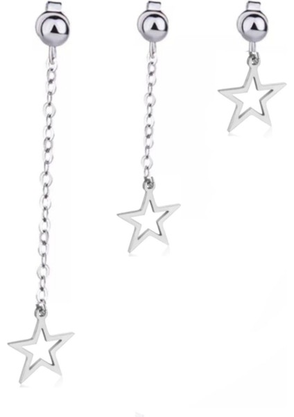 3'lü Set Top Kıkırdak Yıldız Küpe Seti