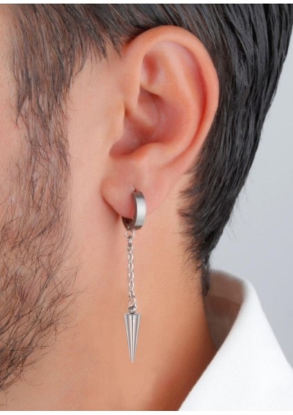 Çelik Mızrak Sallantılı Halka Erkek Küpe