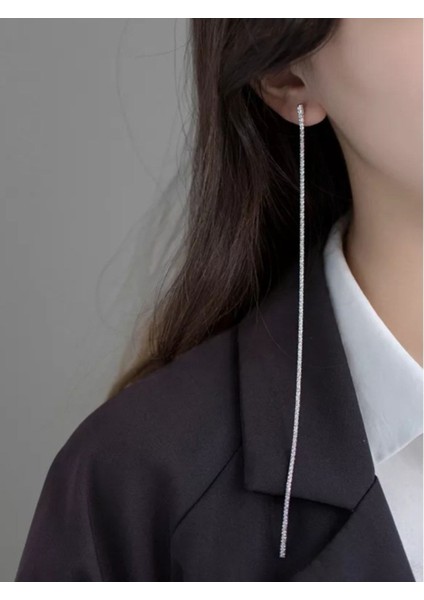 Taşlı Su Yolu Tekli Uzun Küpe 25 cm