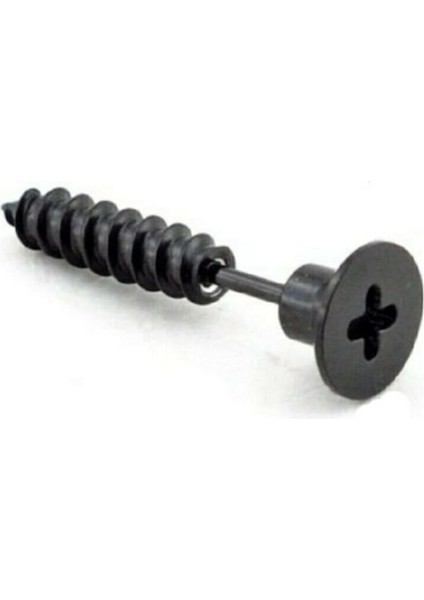 Paslanmaz Çelik Vida Şeklinde Erkek Küpe Siyah Çift