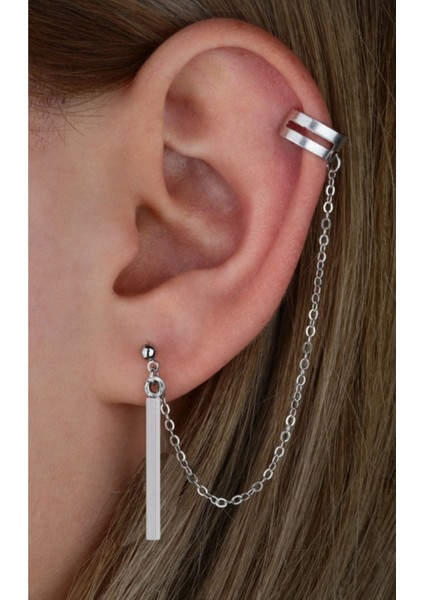 Üstten Deliksiz Çubuk Kıkırdak Küpe