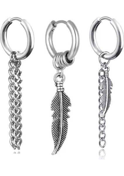 3 Adet Cerrahi Çelik Sallantılı Gümüş Halka Küpe fiyatları