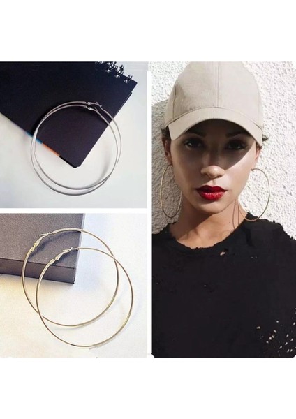 925 Ayar Gümüş Kaplama Büyük Boy Halka Küpe