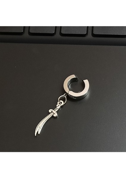 Deliksiz Sıkıştırma Zülfikar Sallantılı Ear Cuff Çelik Küpe fiyatları